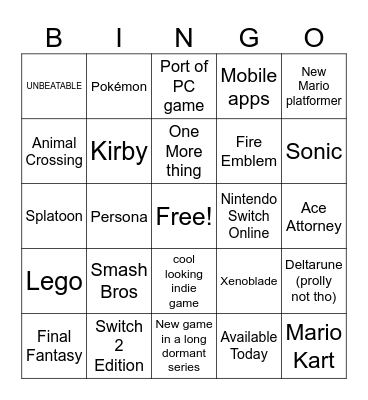 Direct Bingo (9/9/26) Bingo Card