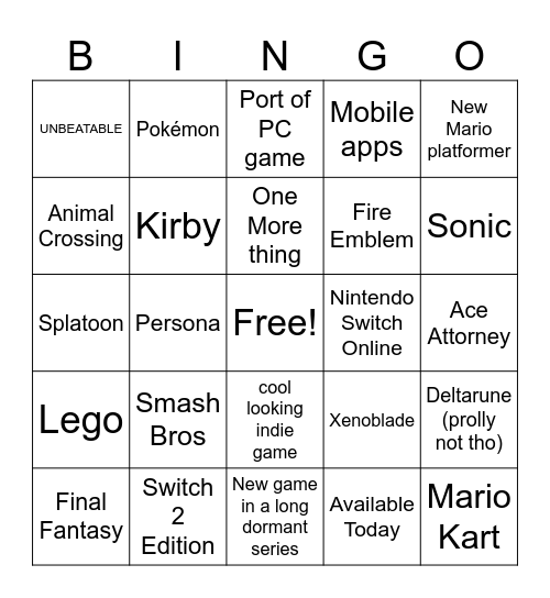 Direct Bingo (9/9/26) Bingo Card