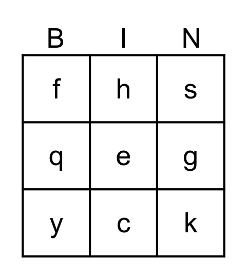 The Alphabet Bingo Card
