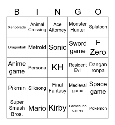 Nintendo Direct 9/9/2026 Bingo Card