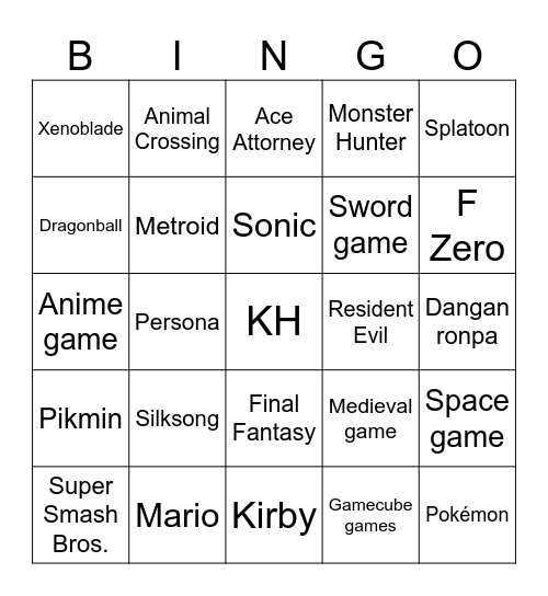Nintendo Direct 9/9/2026 Bingo Card