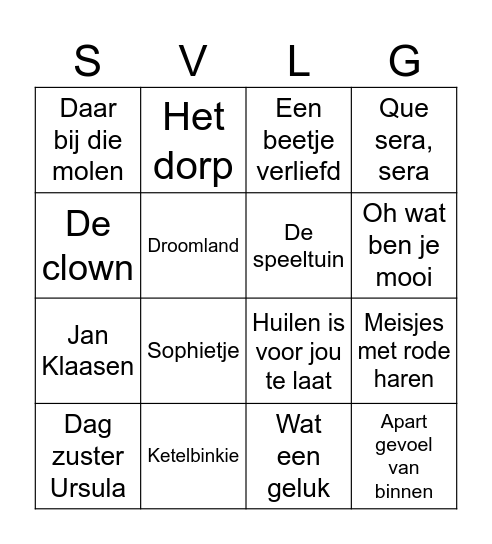 Muziekbingo Card