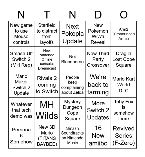 Nintendo Bingo 9-9-2026 Bingo Card