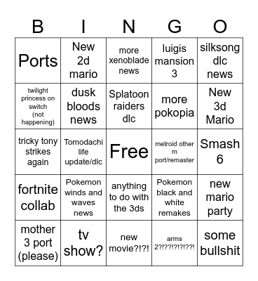 Super epic direct bingo Card