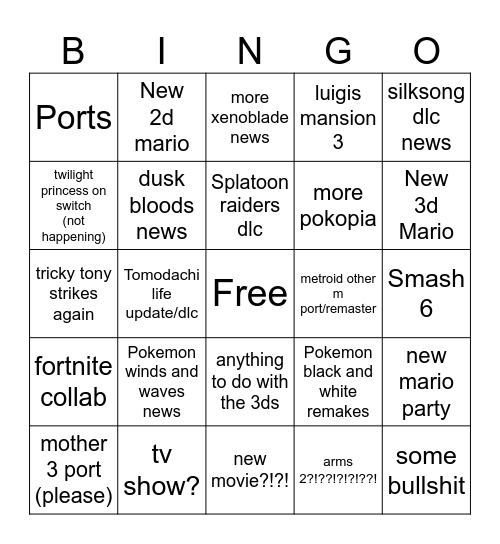 Super epic direct bingo Card