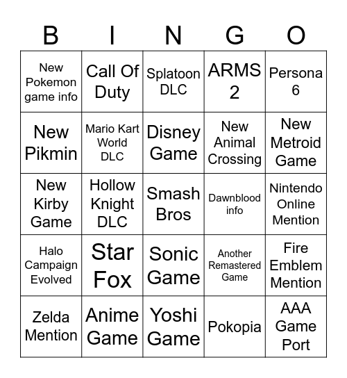 Direct Prediction Bingo Card