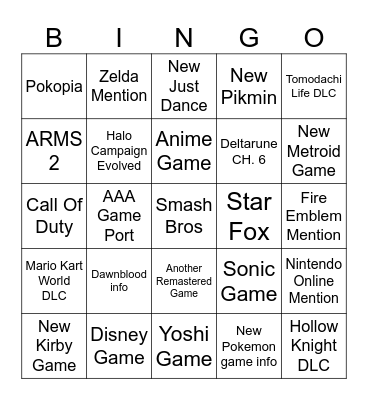 Direct Prediction Bingo Card