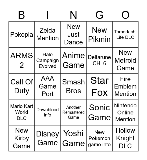 Direct Prediction Bingo Card