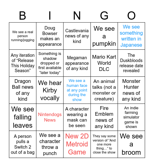 Haru direct bingo Card