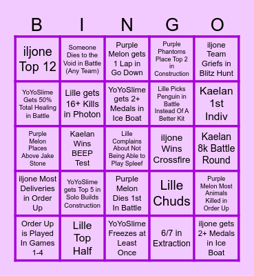 Block Wars Big Bang - Purple Phantoms Bingo Card