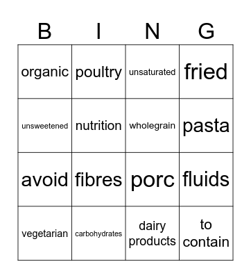 SP25_Healthy Food Bingo Card