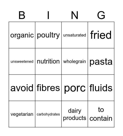 SP25_Healthy Food Bingo Card