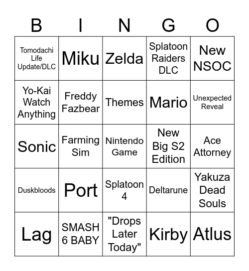 direct 9 9 Bingo Card