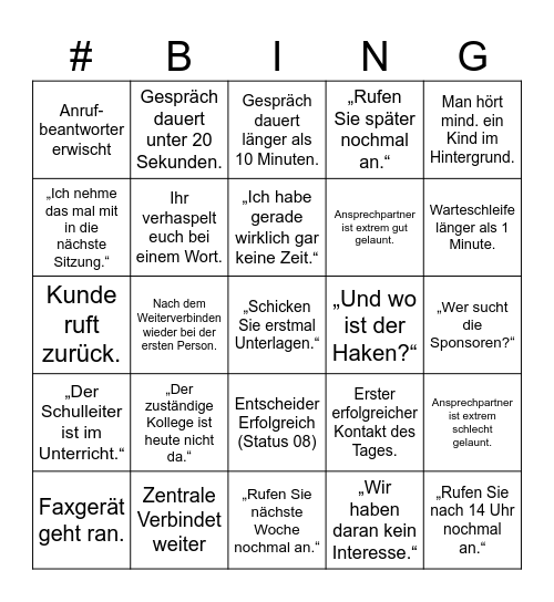 TELEFON BINGO - V2 Bingo Card
