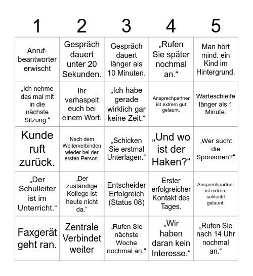 TELEFON BINGO - V2 Bingo Card