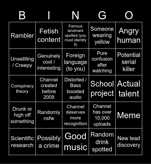 Youtube's Recycle Bin [KVN AUST] NoFreeSpace Bingo Card