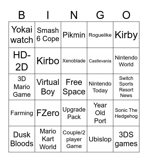 Direct Bingo Card