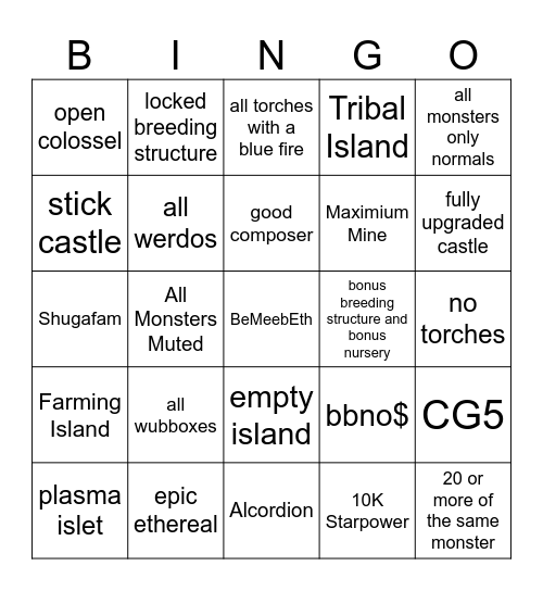 MSM Bingo Card Bingo Card