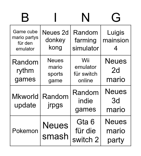 Direct Bingo Card
