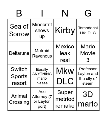September Direct 2026 Bingo Card