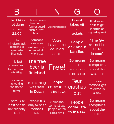 September GA Bingo Card