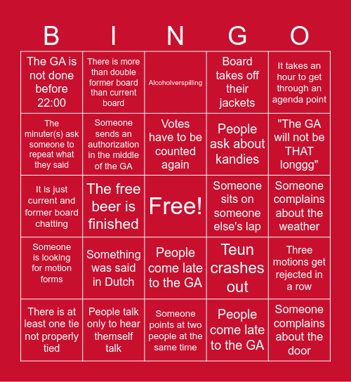 September GA Bingo Card