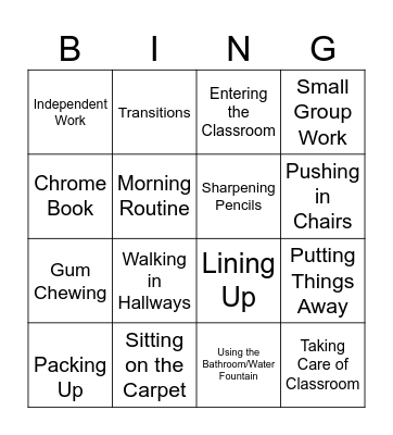 Procedures Bingo Card