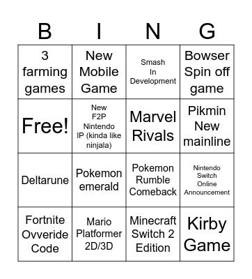 Untitled Bingo Card