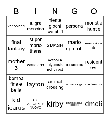 NINTENDO DIRECTTTTTTTTTTTT Bingo Card