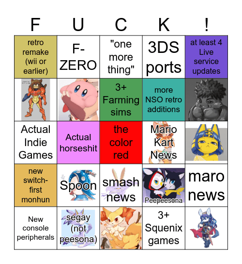 Direct Bingo, brought to you by e621 Bingo Card