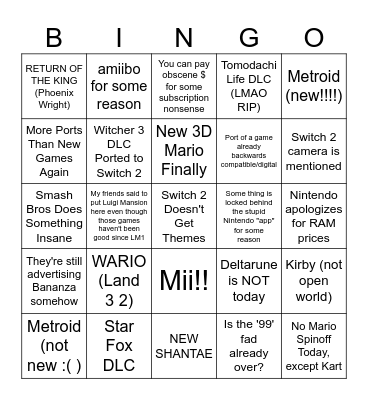Serbaayuu's Direct September 2026 Bingo Card