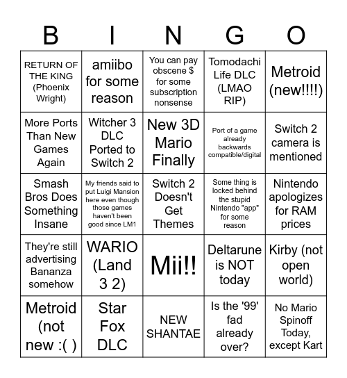 Serbaayuu's Direct September 2026 Bingo Card