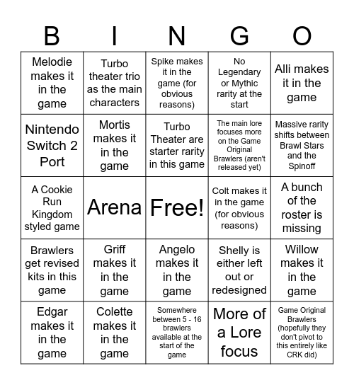 Untitled Brawl Stars Game Bingo Card