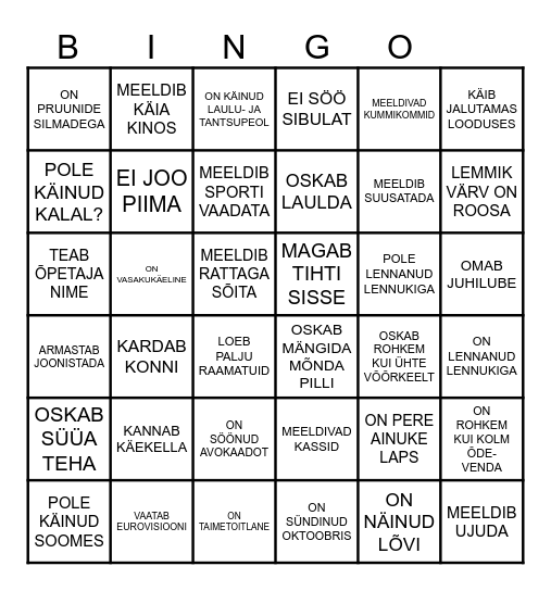 SAAME TUTTAVAKS Bingo Card