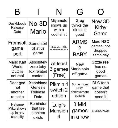 September Direct 2026 Bingo Card