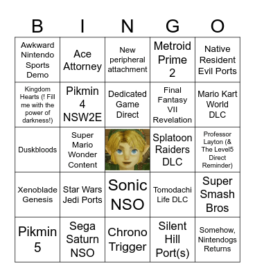 Nintendo Direct 9.9.26 Bingo Card