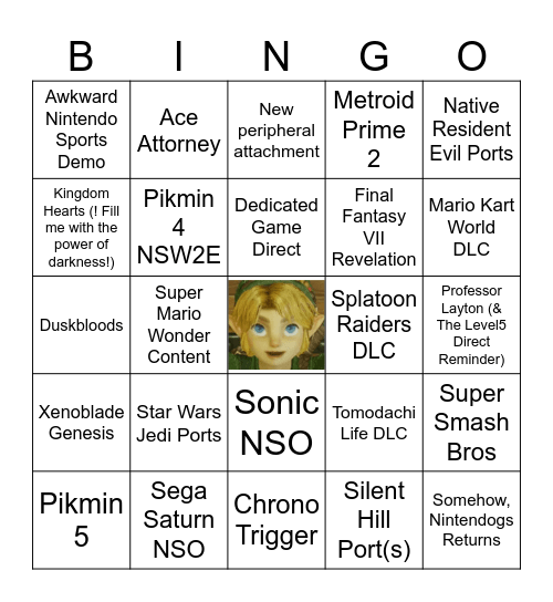 Nintendo Direct 9.9.26 Bingo Card