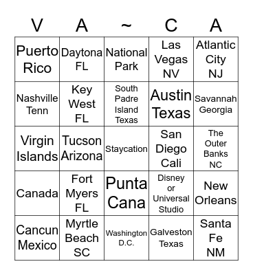 Sky Salon Vaca Bingo Card
