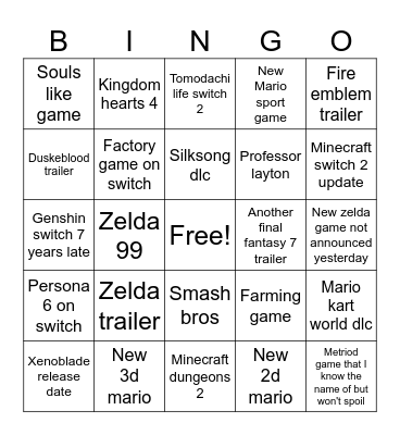 Untitled Bingo Card