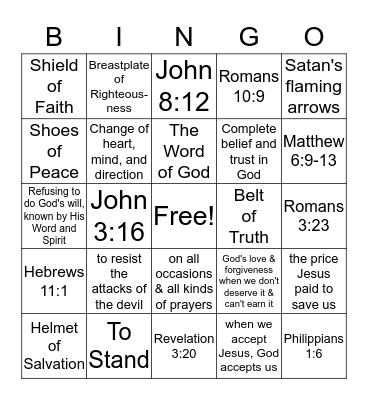 Bible Challenge Bingo Card