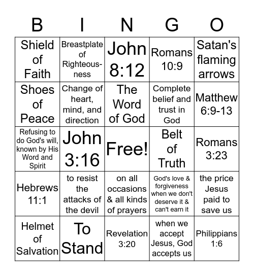 Bible Challenge Bingo Card