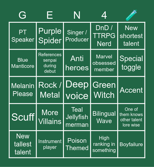 FSP GEN4 Bingo Card