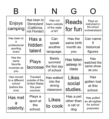 Icebreaker Bingo: Find Someone Who... Bingo Card
