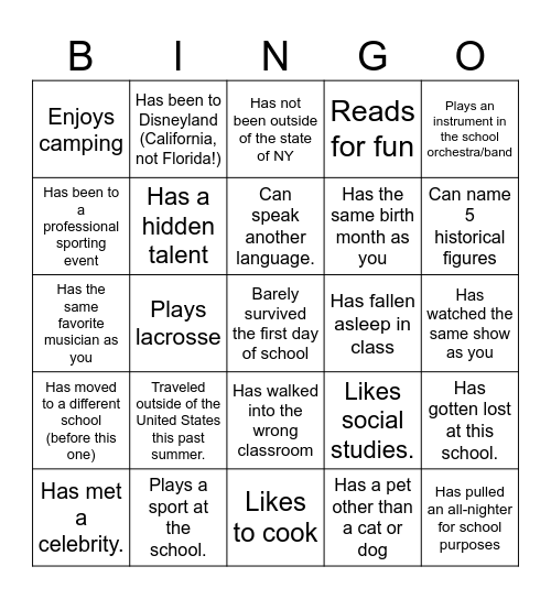 Icebreaker Bingo: Find Someone Who... Bingo Card