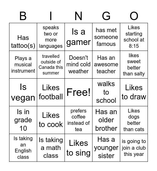 ILC First Day Bingo Card