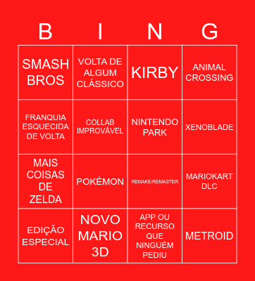 NINTENDO DIRECT 9 DE SETEMBRO Bingo Card