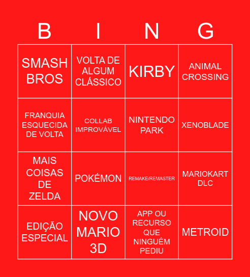 NINTENDO DIRECT 9 DE SETEMBRO Bingo Card