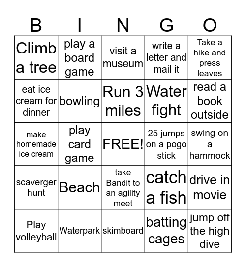 Summer Bingo 2013 Bingo Card