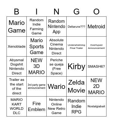 9/9/26 Direct Bingo Card