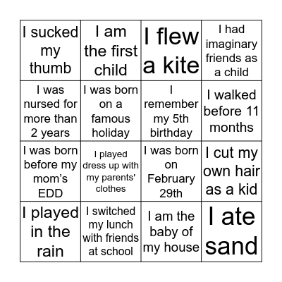 FUN FACTS ICE BREAKER Bingo Card